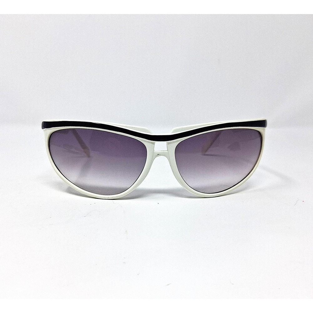 Vintage Foster Grant Sunglasses White Frame Black Accent Cat Eye Korea Retro Mod